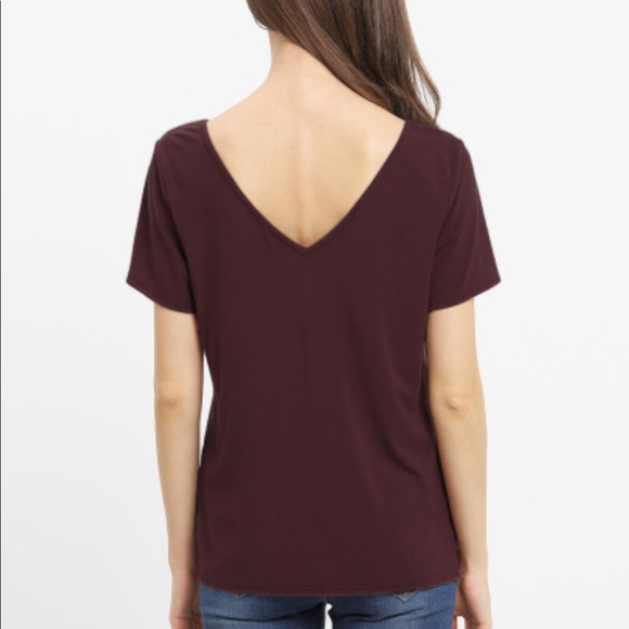 MUST GO - Maroon Criss Cross Front Casual Shirt - Picture 4 of 7